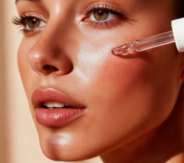 Woman applying serum her face skincare 2000px 360x320