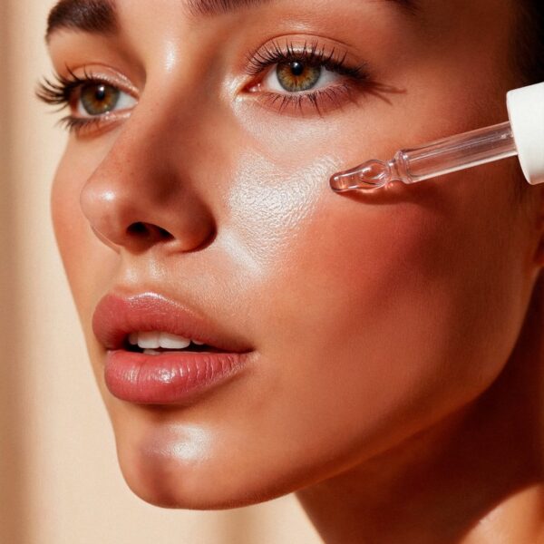 Woman applying serum her face skincare 2000px 600x600